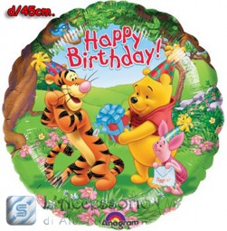 Palloncino in mylar 18 pollici Winnie the Pooh Buon Compleanno