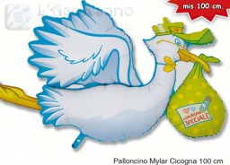 Palloncino in mylar super shape Cicogna celeste