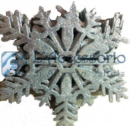 Addobbi: Fiocco di neve  glitterato argento